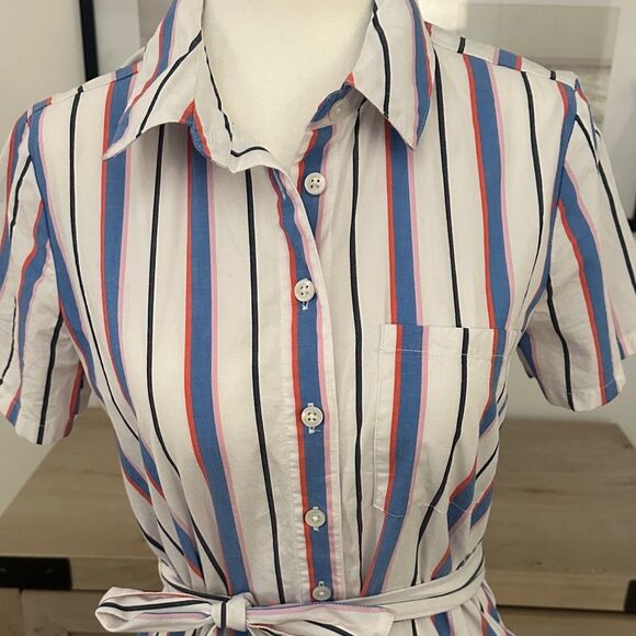 J.CrewStriped Button-Up Shirt Dress with Belt - Picture 3 of 8